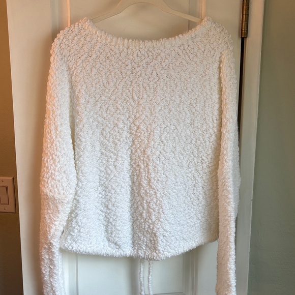 Miracle Sweater Off-White Cream Cropped Boucle Fuzzy Textured Knit M/L - Picture 7 of 7
